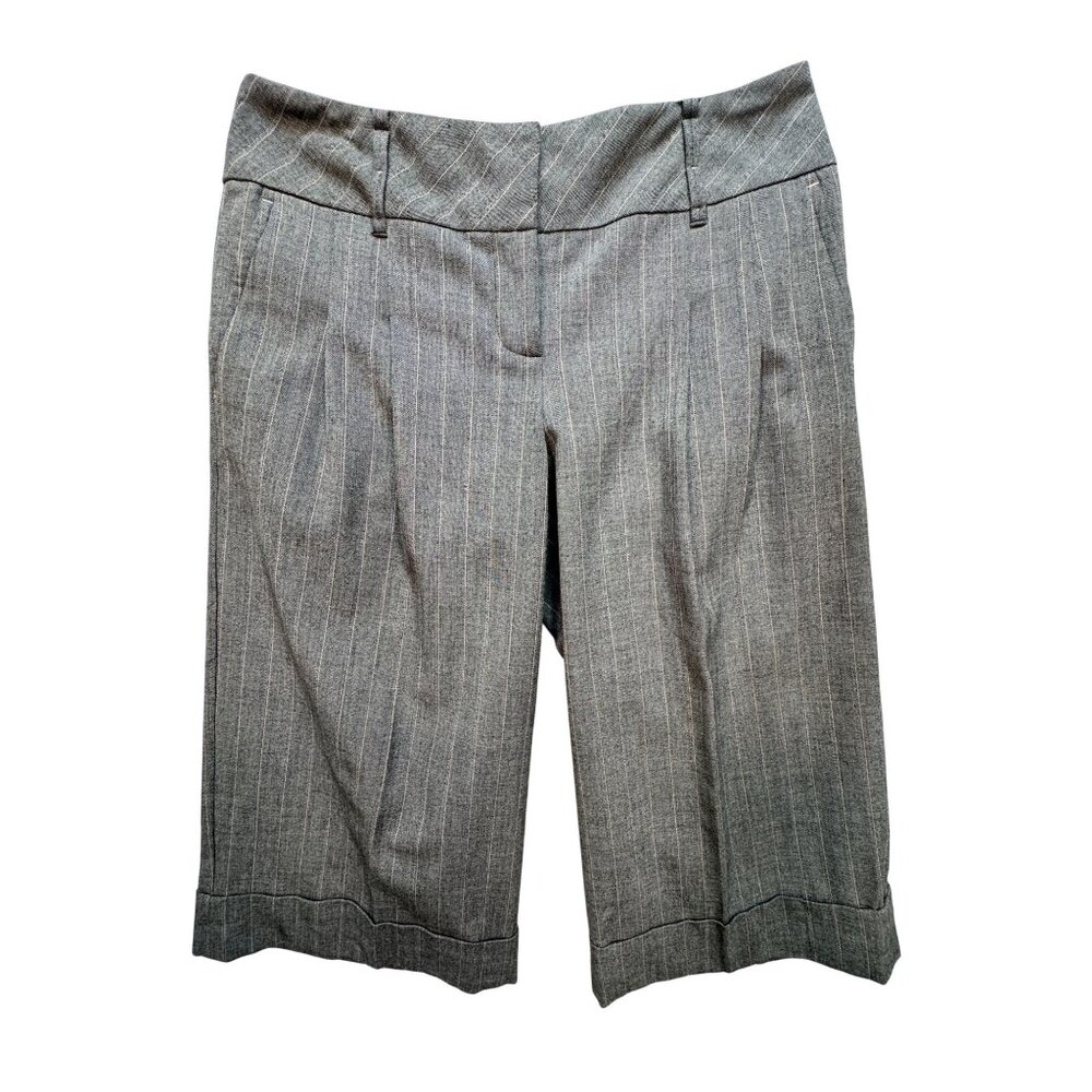 Ann Taylor Loft Capri Shorts Womens Gray 6 Ann Pinstriped Flat Front Casual